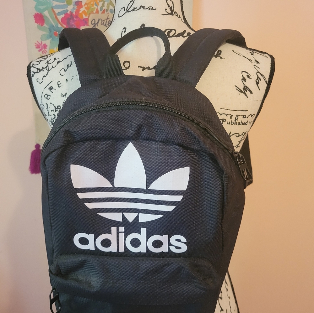 Adidas Trefoil Black and White Unisex Mini Backpack, EUC, 12H X 8W - Picture 8 of 13